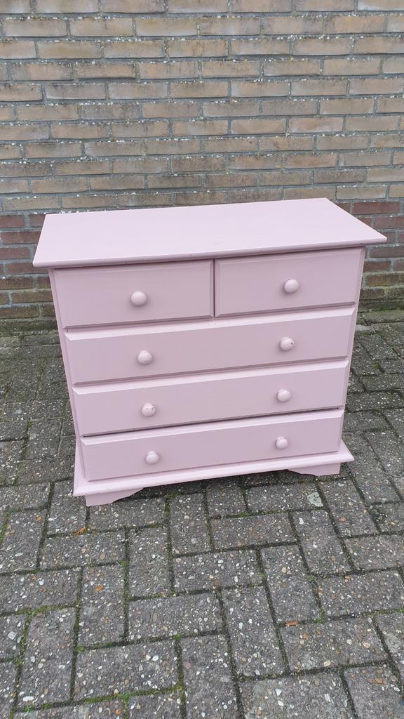 Roze Ladekast met 5 Lades, Huis en Inrichting, Kasten | Dressoirs, Gebruikt, 50 tot 100 cm, 25 tot 50 cm, Met lade(s), Met plank(en)