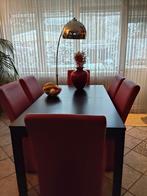 eetkamer en stoelen op wieltjes en staande lamp, Ophalen of Verzenden, Zo goed als nieuw, Modern klassiek, 4 tot 6 stoelen