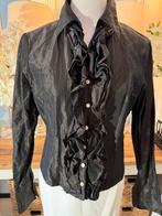 Chique Zwarte kreukelblouse Mark, zijde/metal, 36-38/S, ZGAN, Verzenden, Zo goed als nieuw, Maat 36 (S), Zwart
