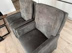 2 Antraciet stoffen Eetkamerstoelen met wieltjes, Huis en Inrichting, Stoelen, Ophalen, Twee, Overige kleuren, Zo goed als nieuw