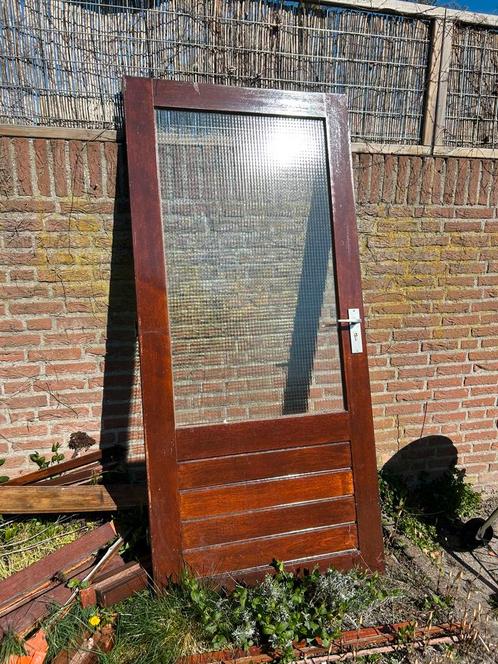Buitendeur Merbau, Doe-het-zelf en Verbouw, Deuren en Horren, Zo goed als nieuw, Buitendeur, 200 tot 215 cm, 80 tot 100 cm, Hout