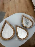Set van 3 Druppelvormige Spiegels – Goud – Vintage Look, Minder dan 50 cm, Nieuw, Ophalen of Verzenden, Minder dan 100 cm