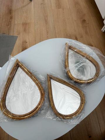 Set van 3 Druppelvormige Spiegels – Goud – Vintage Look beschikbaar voor biedingen