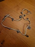 BEDEL IBIZA STYLE KETTING LEREN VETER MET BEDELS, Ophalen of Verzenden, Overige materialen