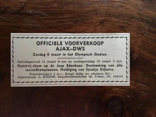 Voetbal krantenartikel Voorverkoop Ajax DWS maart 1964, Verzamelen, Sportartikelen en Voetbal, Gebruikt, Ajax, Ophalen of Verzenden