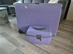 Koffer met beautycase - Paars, Ophalen, Gebruikt, Hard kunststof, Wieltjes