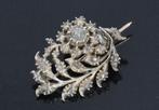 Bloem broche 24 roos diamanten antiek 14k goud dames retro, Sieraden, Tassen en Uiterlijk, Antieke sieraden, Ophalen of Verzenden