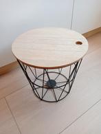 bijzettafel rond mand staal met hout klein, Minder dan 55 cm, Rond, Ophalen of Verzenden, Zo goed als nieuw
