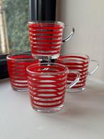 Vintage IKEA espresso glaasjes, glaswerk, retro, rode streep, Ophalen of Verzenden