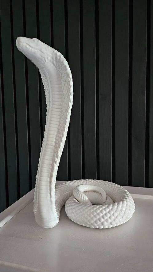 Beeld Cobra  / slang - Keramiek - Wit - 40cm - jaren '70., Antiek en Kunst, Kunst | Designobjecten, Ophalen
