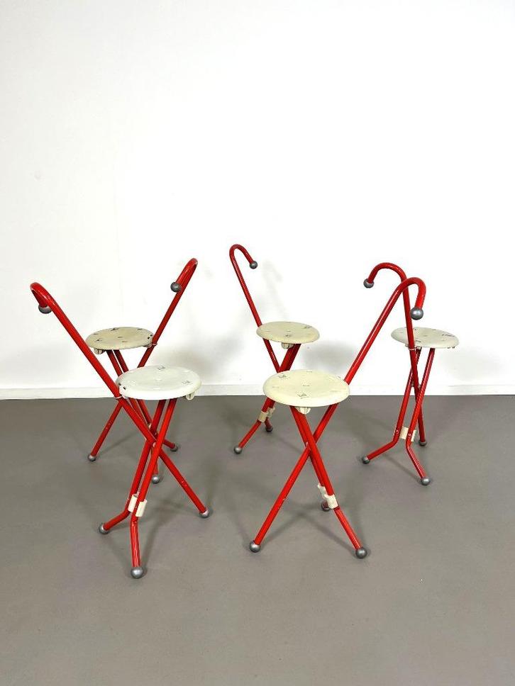 Ulisse opklapstoeltjes, Ivan Loss,Sandrigarden, Italië,1980, Huis en Inrichting, Krukjes, Gebruikt, Hout, Ophalen of Verzenden