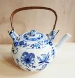 Vintage uienpatroon keramische theepot, met rieten greep, Antiek en Kunst, Ophalen of Verzenden