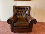 Prachten Engelse XL Chesterfield fauteuil bruin, Ophalen of Verzenden, Zo goed als nieuw, 75 tot 100 cm