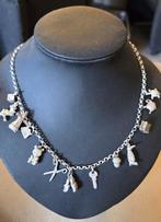 Prachtige zilveren (835) BEDELKETTING met 13 bedels, Sieraden, Tassen en Uiterlijk, Kettingen, Ophalen, Verstelbaar, Zo goed als nieuw