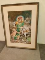 Gesigneerd en gedateerd in lijst met glas:53x46cm, Antiek en Kunst, Kunst | Tekeningen en Foto's, Ophalen