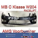 W204 AMG Voorbumper Mercedes C Klasse 2007-2011 zwart C63 MB, Gebruikt, Ophalen of Verzenden, Bumper, Mercedes-Benz