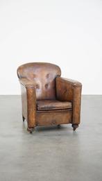 Antieke, charmante schapenleren armchair op wieltjes, Gebruikt, ., ., 50 tot 75 cm