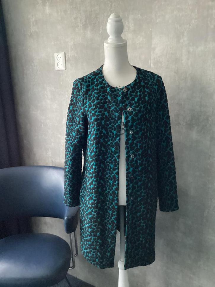 Steps Turquoise/zwart lang vest maat M, Kleding | Dames, Truien en Vesten, Gedragen, Maat 38/40 (M), Zwart, Ophalen of Verzenden