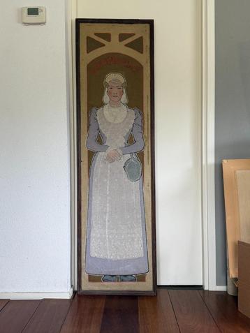 Antiek Jugendstil schilderij Wilhelmina Friese klederdracht beschikbaar voor biedingen