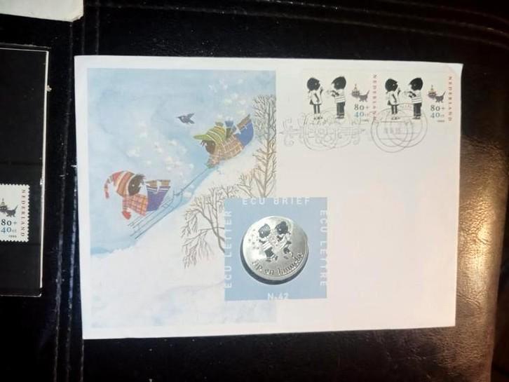 Jip en Janneke ECU Brief met Munt en Postzegels, Postzegels en Munten, Brieven en Enveloppen | Nederland, Brief, Ophalen of Verzenden