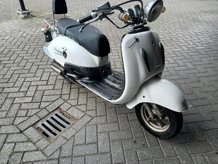 FOSTI retro scooter blauw kenteken, Fietsen en Brommers, Scooters | Overige merken, Gebruikt, Benzine, Ophalen