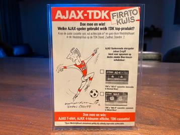Johan Cruyff Ajax-TDK Firato Kwis Wedstrijdkaart 1982 beschikbaar voor biedingen