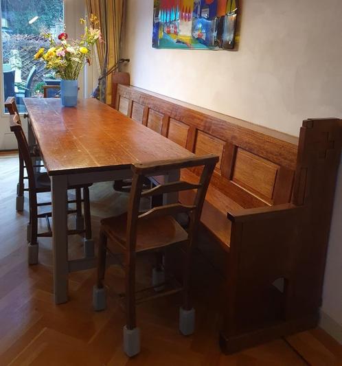Franse boerentafel met 4 stoelen, Antiek en Kunst, Antiek | Meubels | Tafels, Ophalen