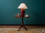 Vintage bordeaux keramische lamp met crèmekleurige kap, Gebruikt, Vintage, Ophalen of Verzenden, Minder dan 100 cm
