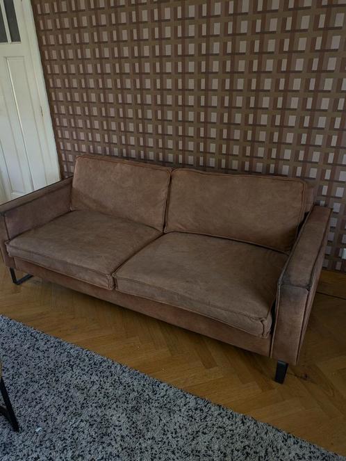Cognac bruine 3-zits bank, Huis en Inrichting, Banken | Bankstellen, Gebruikt, Rechte bank, Driepersoons, 200 tot 250 cm, 100 tot 125 cm