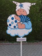 Geboortebord voor een jongen baby op wolk met bal., Ophalen, Nieuw, Geboortebord
