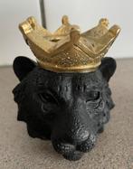 Kandelaar kop tijger leeuw met gouden kroon, Huis en Inrichting, Woonaccessoires | Kandelaars en Kaarsen, Ophalen of Verzenden