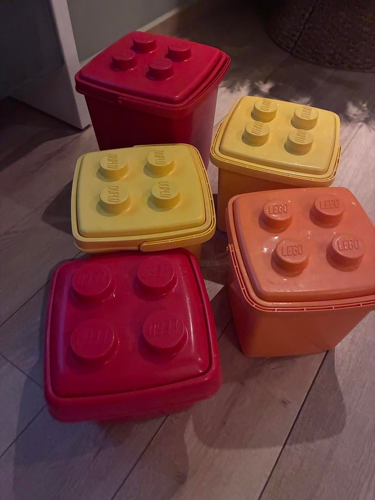 Vintage Lego Opbergdozen - 5 stuks, Ophalen of Verzenden, Gebruikt, Losse stenen, Lego