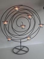 originele zwarte smeedijzeren cirkel kandelaar ~ seventies ~, Huis en Inrichting, Woonaccessoires | Kandelaars en Kaarsen, 50 tot 75 cm