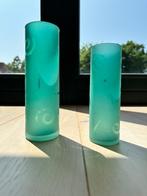 2 groen glazen design vazen BestForm, Huis en Inrichting, Woonaccessoires | Vazen, Ophalen, Minder dan 50 cm, Groen, Glas