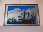 Grote spiegel VOC schip Hollandse schepen barspiegel 92x61, Ophalen, Gebruikt, Reclamebord