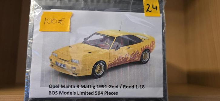 Opel Manta B Mattig Vlammen (24) BOS Models, Hobby en Vrije tijd, Modelauto's | 1:18, Nieuw, Overige merken, Ophalen of Verzenden