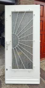 Nette hardhouten voordeur inclusief 3 sloten en sleutels, Ophalen, Gebruikt, 80 tot 100 cm, Glas