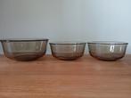 Vintage Rookglas ARCOROC FRANCE BP  schaaltje schaaltjes 3x, Huis en Inrichting, Ophalen of Verzenden, Overige stijlen, Glas, Schaal of Schalen