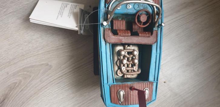 metalen motorboot speed boot sier decoratie blauw, Huis en Inrichting, Woonaccessoires | Overige, Nieuw, Ophalen of Verzenden