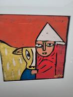 2x echt schilderij modern primaire kleuren Cobra gesigneerd, Ophalen of Verzenden