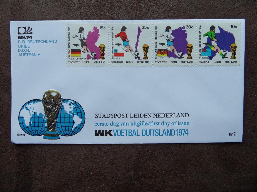 Eerste dag enveloppe stadspost Leiden – WK74, Postzegels en Munten, Postzegels | Eerstedagenveloppen, Ophalen of Verzenden, Onbeschreven