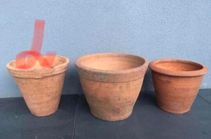 Oude terracotta potten oud Hollandse of Italiaanse diverse, Tuin en Terras, Bloempotten, Zo goed als nieuw, Terracotta, Binnen