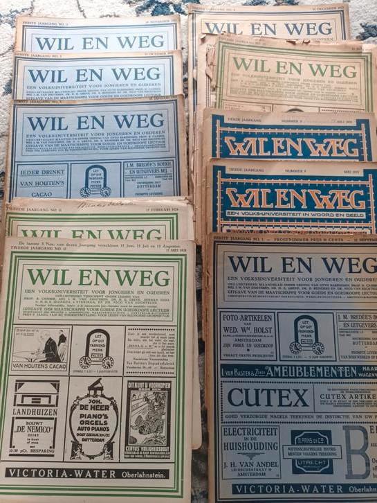 Tijdschrift 10 x Wil en Weg losse prenten, advertenties, Antiek en Kunst, Antiek | Boeken en Bijbels, Ophalen of Verzenden