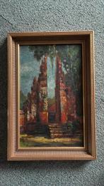 Olieverf op paneel Bali Tempel Indonesie, Antiek en Kunst, Kunst | Schilderijen | Klassiek, Ophalen of Verzenden