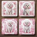 Maltezer Delfts Roze onderzetters met houder, Ophalen of Verzenden, Nieuw, Glas of Kopje