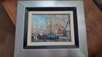 Jan Krikke, havenbeeld met afgemeerde schepen, Antiek en Kunst, Kunst | Schilderijen | Klassiek, Ophalen of Verzenden