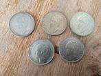 5 Zilveren Rijksdaalders Wilhelmina (bijna 3 oz zilver), Ophalen of Verzenden, Overige landen, Zilver