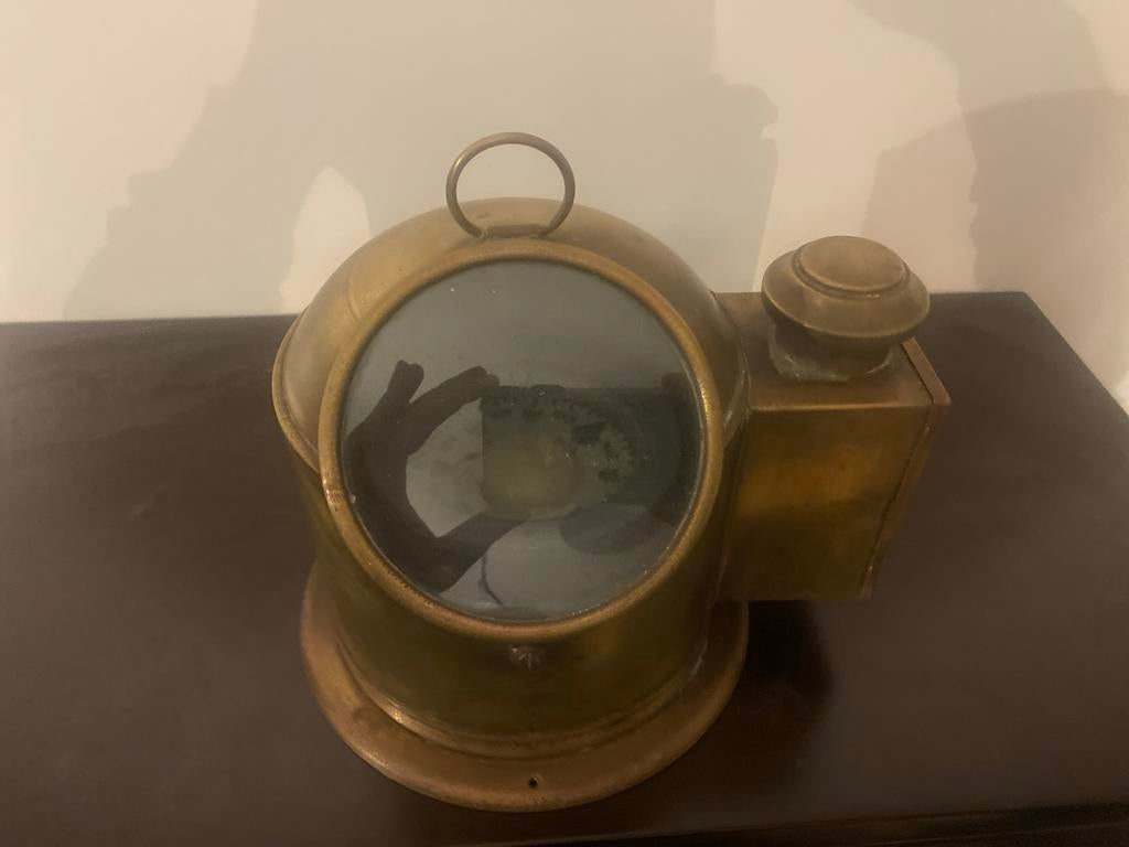 Antiek scheepskompas / navigatielamp, Ophalen, Brons