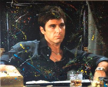 Scarface- Tony Montana- Mixed Media-Canvasdoek-80x100cm beschikbaar voor biedingen