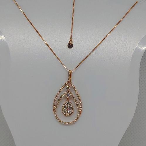 18K Pink Gold 0.600ct Necklace, Sieraden, Tassen en Uiterlijk, Kettingen, Nieuw, Goud, Roze, Met edelsteen, Verzenden
